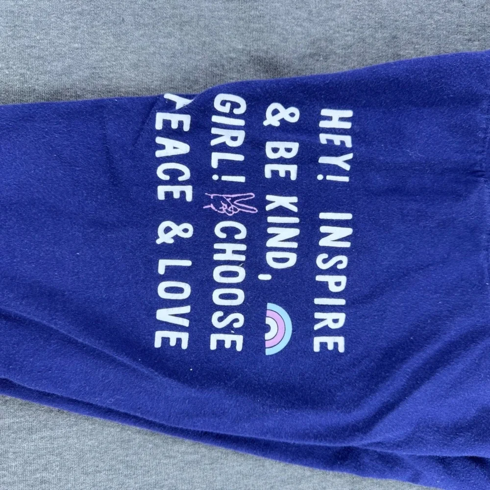 Justice Girls Graphic Leggings Size 14/16‎ Purple Peace Love Kind Inspirational